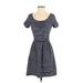 Gap Outlet Casual Dress - A-Line Scoop Neck Short sleeves: Blue Print Dresses - Women's Size Small