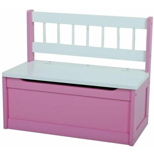 Kinder Holz Truhenbank 60 x 50 cm – weiß / pink – Kindermöbel Holzbank Sitzbank Sitztruhe mit