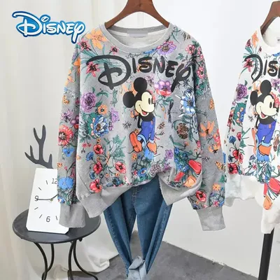 Sweats à capuche de dessin animé Disney pour femmes pulls de style coréen vêtements à manches