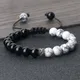 Bracelet tressé en perles noires et blanches œil de tigre Onyx pour Couple chaîne cadeau pour