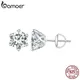 BAMOER-Boucles d'Oreilles Moissanite Plaqué Or pour Femme Diamant Créé en Laboratoire Argent 925