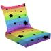 2-Piece Deep Seating Cushion Set Rainbow seamless with black stars Outdoor Chair Solid Rectangle Patio Cushion Set