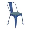 Flash Furniture Perry Commercial Grade Blue Metal Indoor-Outdoor Stackable Chair with Teal-Blue Poly Resin Wood Seat