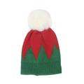 Christmas Knitted Hat Children s Green Red Splice Wool Hat Warm Wool Ball Winter Hat 2-7Y