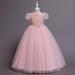 Zpanxa Toddler Girls Princess Dress Little Girls Party Wedding Formal Dresses Evening Puff Sleeve Sequin Dress Kids Pageant Flower Girl Dress Birthday Gifts for Girls Pink (9-10 Years)