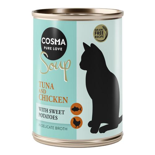 12x 100g Cosma Soup Thunfisch und Hühnchen mit Süßkartoffel Katzenfutter nass