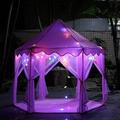 Clearance Outdoor Indoor Portable Folding Princess Castle Tent Kids Children Funny Play Fairy House Kids Play Tent(LED Star Lights)