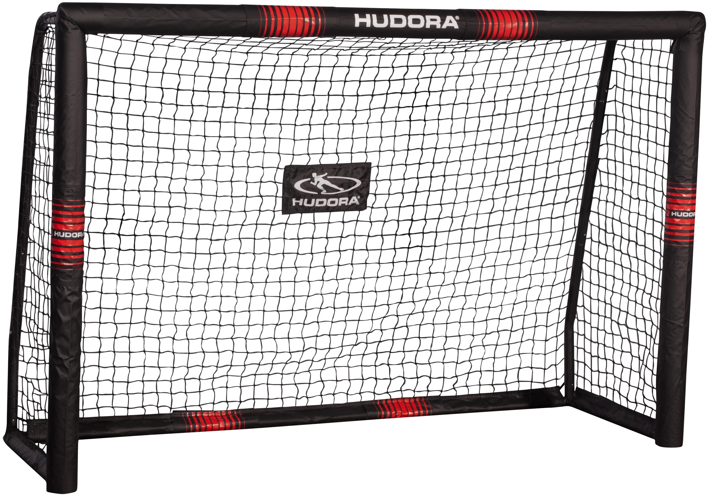 Fußballtor HUDORA "Pro Tect 180/240/300" Gr. 2, schwarz (schwarz, rot), Sport-Tore, B/H/L: 85cm x 160cm x 240cm, Stahl, B:85cm H:160cm L:240cm