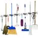 Annvchi Stainless Steel Broom Rack Wall-Mounted Mop and Broom Holder Wall-Mounted and Self-Adhesive - Garage Storage Rack and Garden Tool Organizer (Total of 6 Positions 8 Hooks)