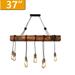 iMeshbean Rustic Chandelier Farmhouse Wood Beam Hanging Industrial Pendant Lighting Vintage Ceiling Light Fixture 6 Heads for Dining Table Kitchen Island Bar Coffee Billiard Pool Table Easy to Install