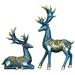 Noble Couple Deer Statue Home Decor Collectible Animal Elk Figurines Office Bookshelf Ornaments Reindeer Sculptures Blue