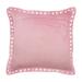 Euro Sham Pillow Decorative Pink Euro Shams 26x26 inch (65x65 cm) Velvet Euro Size Pillow Covers Solid Color Crystal Border Modern European Pillow Covers - Pink Crystal Palace