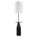 61 Inch Modern Floor Lamp Round Drum Shade Aluminum Frame White Black Saltoro Sherpi