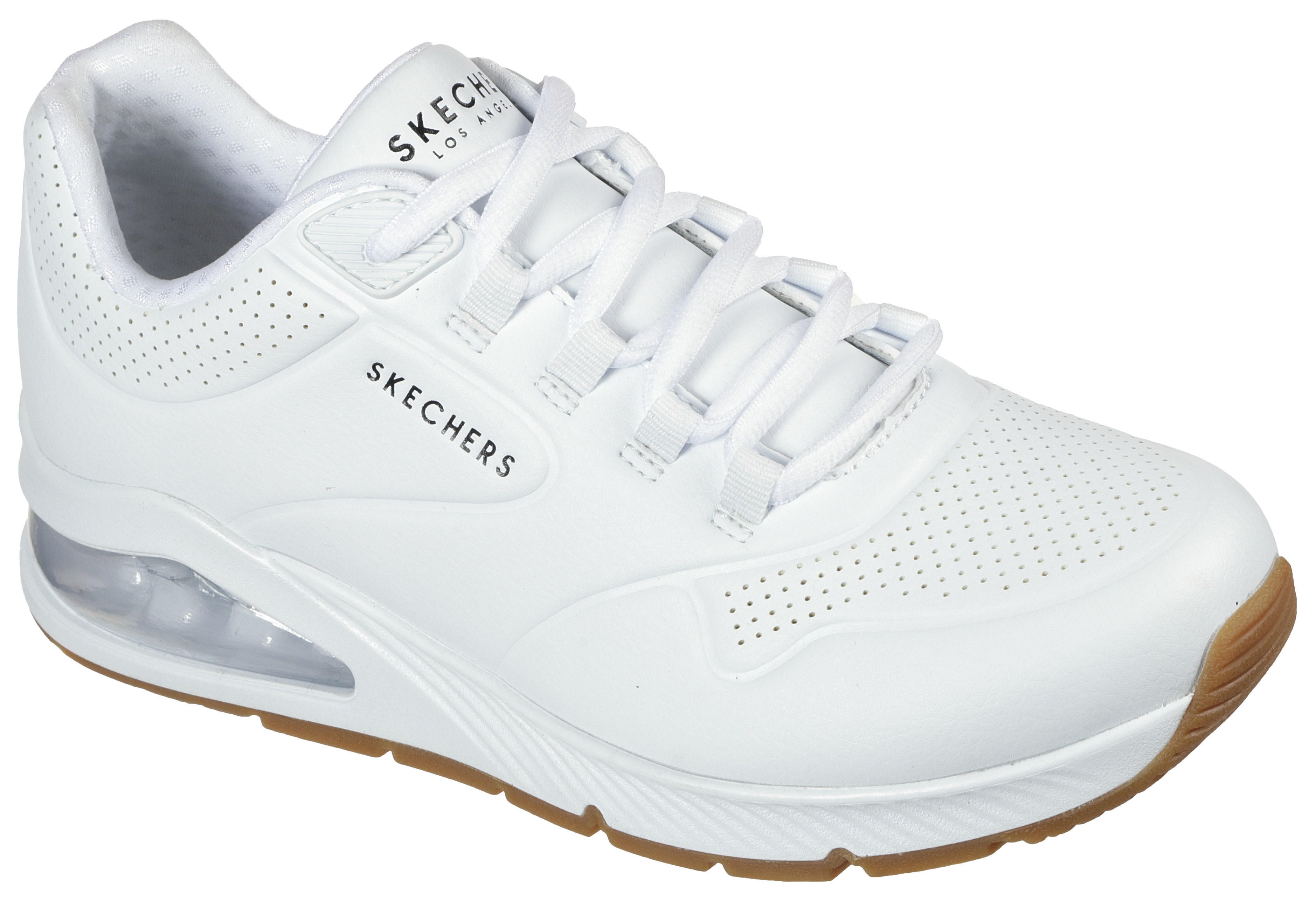 Sneaker SKECHERS "UNO 2-AIR AROUND YOU", Damen, Gr. 41, weiß, Lederimitat, Textil, Schuhe Sneaker, mit Skech-Air Luftkammern, Freizeitschuh, Halbschuh, Schnürschuh