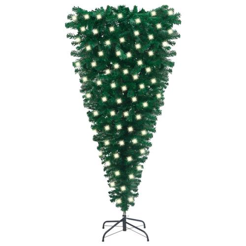 Künstlicher Weihnachtsbaum Kopfüber mit LEDs Grün 150 cm