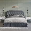 Elegance Velvet Button Tufted Upholstered Platform Bed, Full in Light Grey - CasePiece USA C8358FPL-LGY-VV