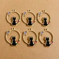 Breloques de chat animal de dessin animé pour femmes breloques de lune en émail bijoux Pmotfor