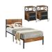 VECELO 3 Piece Bedroom Set Platform Bed and Charging Station, USB Port Nightstands Set of 2