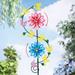 Hand-painted Floral Double Wind Spinner Decorative Stakes - 23.630 x 11.400 x 3.380