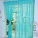 Mduoduo Cyan Tulle Voile Door Casement Curtain Ruffled Textured Bow Window Panel Drape Panel Sheer Scarf Divider for Living Dining Room Bedroom-1 Pcs