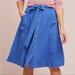 Anthropologie Skirts | Anthropologie Maeve Riviera Blue Button Down Midi Skirt | Color: Blue | Size: 2