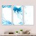 Wrought Studio™ Blue Wave Liquid Art On White I - Modern Framed Canvas Wall Art Set Of 3 Canvas, Wood in Blue/White | 32 H x 48 W in | Wayfair