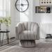 Barrel Chair - Willa Arlo™ Interiors Murrow 28" W Tufted Swivel Barrel Chair Velvet/Fabric in Gray | 30 H x 28 W x 27 D in | Wayfair