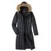 Blair Women's Haband Women's Long Quilted Puffer Jacket with Faux Fur Hood - Black - XX - Womens