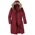 Blair Women's Haband Women's Long Quilted Puffer Jacket with Faux Fur Hood - Red - XX - Womens