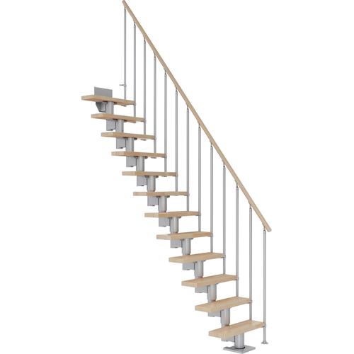 „DOLLE Mittelholmtreppe „“Dublin““ Treppen BucheMetall Gr. gerade, grau (perlgrau) Treppen“
