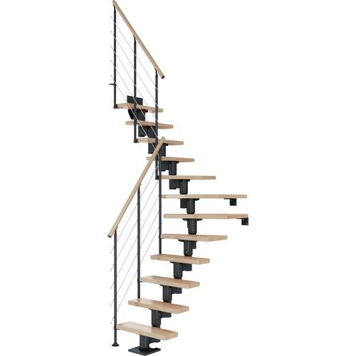 „DOLLE Mittelholmtreppe „“Dublin““ Treppen BucheMetall Gr. 1/4 gewendelt, grau (anthrazit) Treppen“