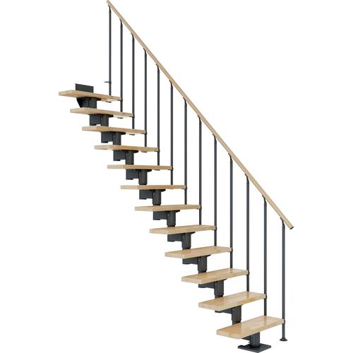 „DOLLE Mittelholmtreppe „“Cork““ Treppen BucheMetall Gr. gerade, grau (anthrazit) Treppen“