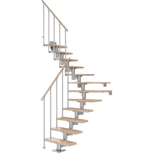 „DOLLE Mittelholmtreppe „“Cork““ Treppen BucheMetall Gr. 1/4 gewendelt, grau (perlgrau) Treppen“