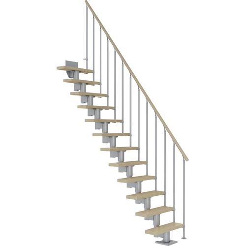 „DOLLE Mittelholmtreppe „“Dublin““ Treppen AhornMetall Gr. gerade, grau (perlgrau) Treppen“