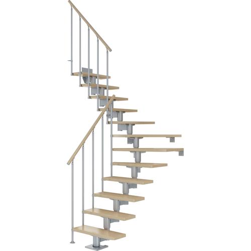 „DOLLE Mittelholmtreppe „“Cork““ Treppen AhornMetall Gr. 1/4 gewendelt, grau (perlgrau) Treppen“