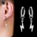 Vnox – boucles d'oreilles pour hommes créoles Punk Rock noires bijoux gothiques en acier