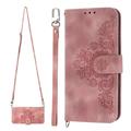 Dteck for Samsung Galaxy S20 FE 5G Wallet Case with Wrist Lanyard Shoulder Strap Galaxy S20 FE Phone Cover with Embossed PU Leather Card Slots Folio Flip Stand Case for Samsung S20 FE Pink
