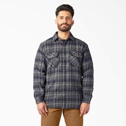 Dickies Men's Water Repellent Fleece-Lined Flannel Shirt Jacket - Charcoal/black Ombre Plaid Size 3Xl (TJ210)