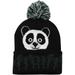 Youth Explore Black Panda Cuffed Knit Hat with Pom