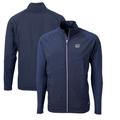 Men's Cutter & Buck Navy New York Giants Adapt Eco Knit Hybrid Recycled Big Tall Full-Zip Throwback Jacket