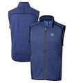 Men's Cutter & Buck Heather Royal New York Giants Throwback Logo Mainsail Sweater-Knit Full-Zip Vest