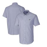 Men's Cutter & Buck Light Blue Los Angeles Chargers Throwback Logo Stretch Oxford Button-Down Short Sleeve Shirt