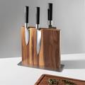 Gardenix Decor Wood Magnetic Knife Block - Double Sided Wooden Magnet Holder Board Stand For Kitchen Knifes, Scissors, Metal Utensils - Walnut | Wayfair