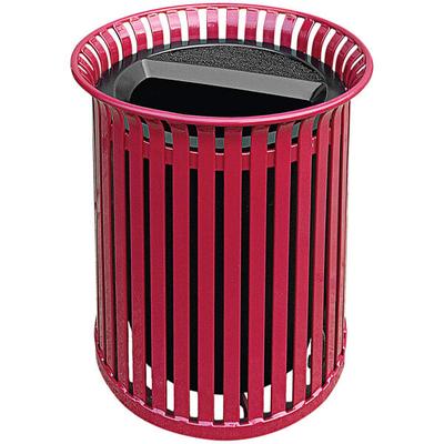 Wausau Tile MF3210 30 Gallon Flat Steel Round Outdoor Trash Can with Aluminum Ash-N-Trash Lid