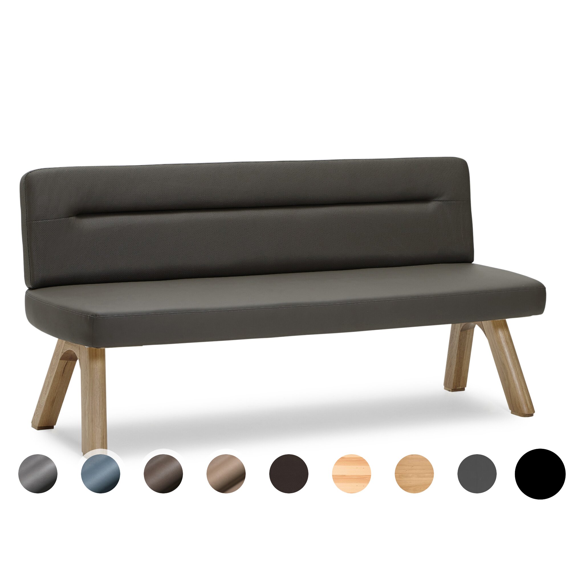 Schösswender »Ontario« 200 Polsterbank Variante A 212 cm / Gavin 03 beige / Kernbuche natur Image