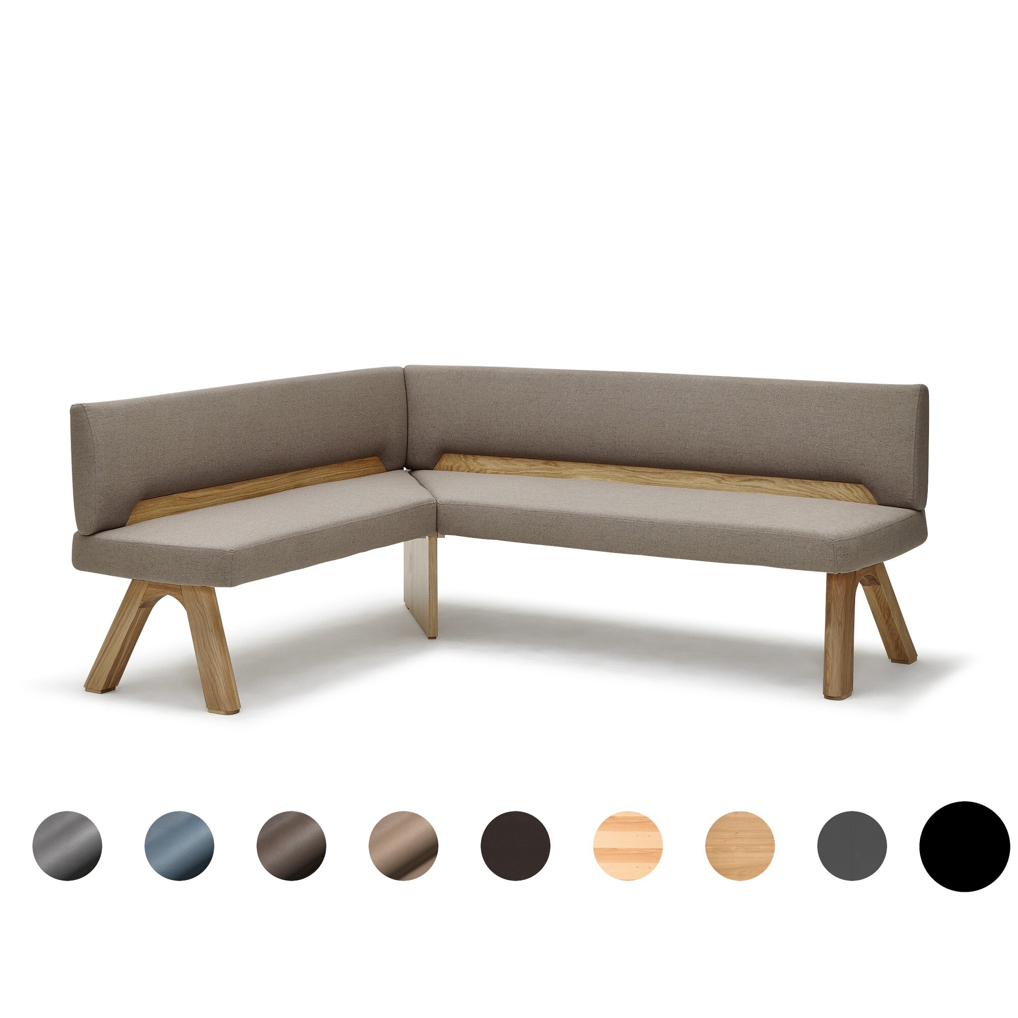 Schösswender »Ontario« 200 Eckbank Variante B 152/192 cm / Gavin 22 cognac / Kernbuche natur, Variante B Image