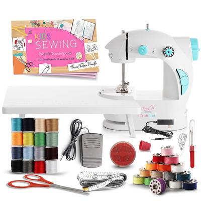 CraftBud Dual Speed Portable 48 PC Mini Sewing Machine for Beginners - Kids Travel Sewing Machine Ages 8-12 with DIY Sewing Book