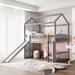 Wood Twin Loft Bed with Slide and Storage, House Loft Bed with Stairs and Roof