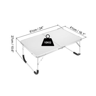 Foldable Laptop Table, Portable Picnic Bed Tables Reading Desks - Silver Gray