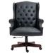 Red Barrel Studio® Corralitos Leather Executive Chair Upholstered in Gray/Black | 45.87 H x 29.13 W x 32.28 D in | Wayfair